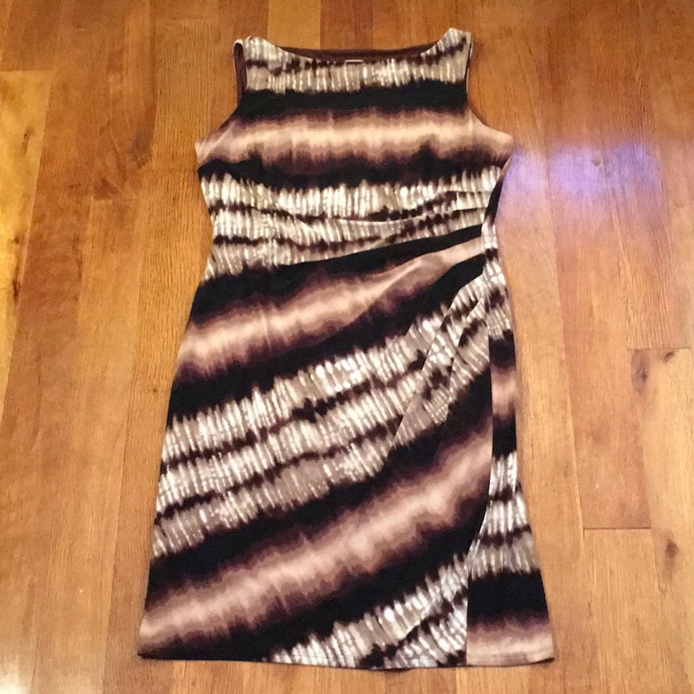 Anne Klein Side Gathered Tiger Stripe Dress
